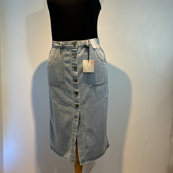Happily Grey button front denim midi skirt size 28 NWT - Picture 3 of 12